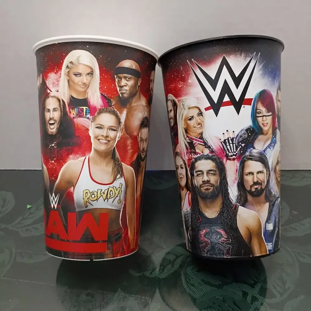 2 WWE Collectable Wrestling Drink Souvenir Cups Wrestle Mania Raw Rhonda Rousey